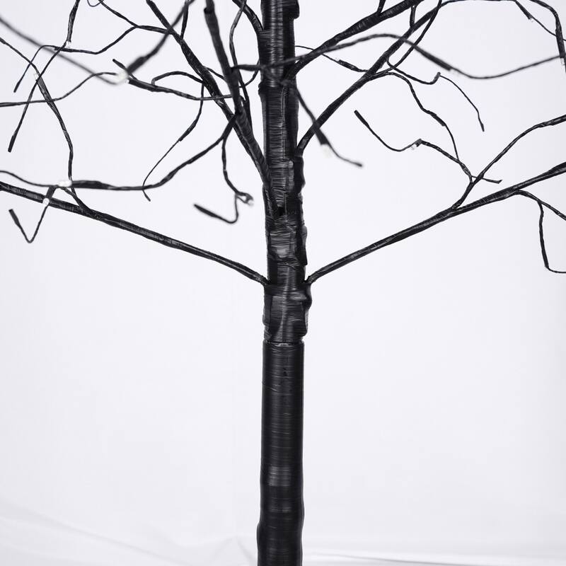 3-Piece Artificial Halloween Spooky Tree with 4FT/5FT/6FT and Purple LED Lights
