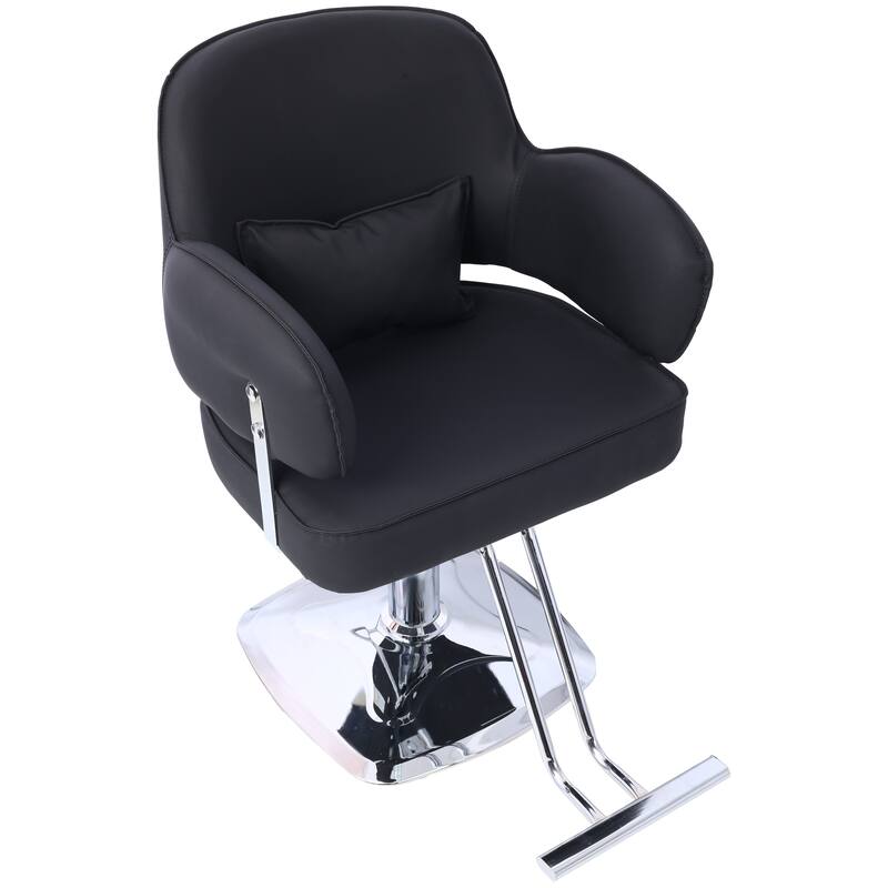 Salon Chair for Hair Wide Seat,Hydraulic Barber Chair,Stainless Steel Footrest,Beauty Spa Cosmetology Shampoo Hairdressing Eq - Black