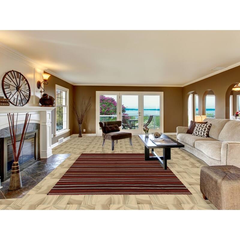 Striped Kilim Qashqai Persian Vintage Rug Hand-Woven Wool Carpet - 6'2"x 9'0"