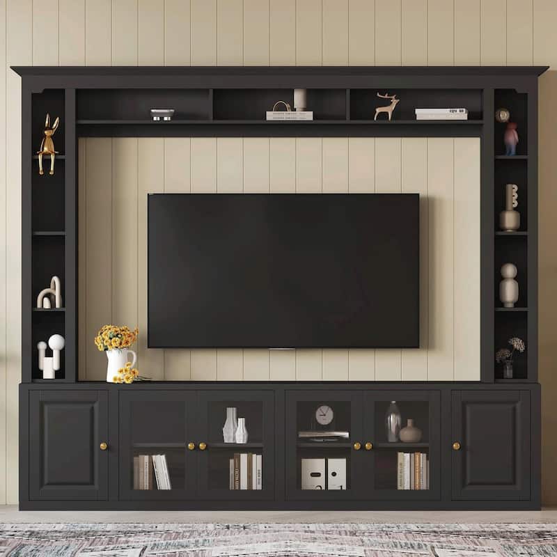 4-Piece Modern Entertainment Center Wall Unit with Bookshelves - All-in-1 Large TV Stand for TVs Up to 80"