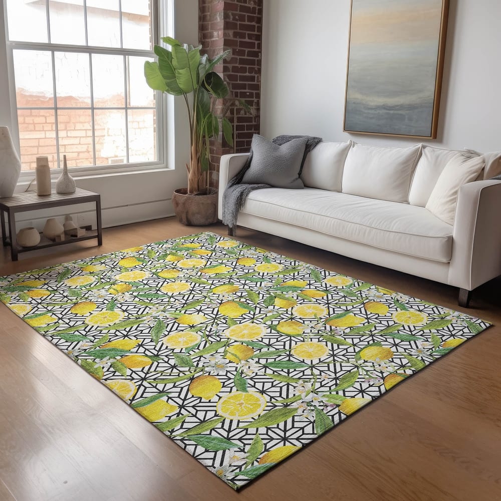 Premium Washable Super Soft Lemon Mosaic Mayfield Rug