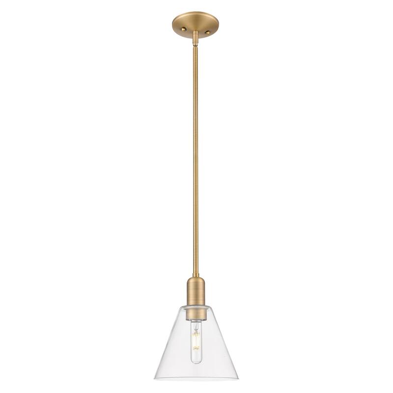 Innovations Lighting Endless Possibilities Arcadia - Berkshire Glass - 1 Light 8" Stem Hung Mini Pendant - Clear/Brushed Brass