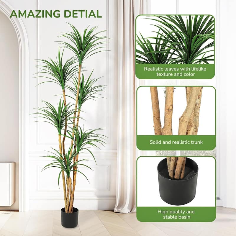Artificial Dracaena Tree, Realistic Fake Dracaena Plant for Home Decor