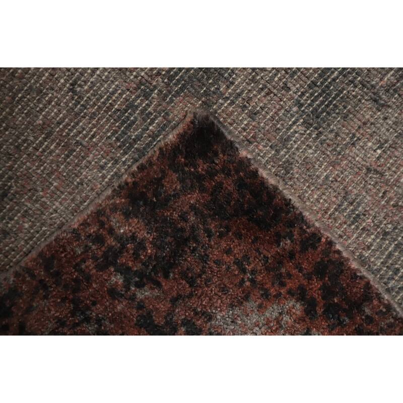 Hand Knotted Oriental Viscose Silk Carpet Modern Abstract Oranges & Rust Abstract Area Rug - 7' 9'' X 5' 9''