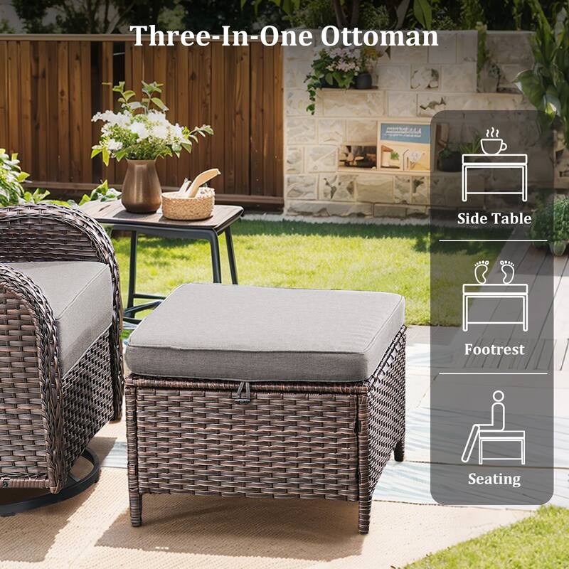 Outdoor Swivel Chairs with 6-Inch Thick Cushions for Garden