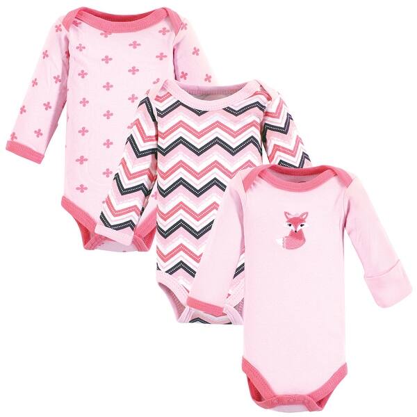 slide 1 of 1, Luvable Friends Girls Preemie Long Sleeve Bodysuits 3pk, Foxy, Preemie - Foxy PREEMIE - Foxy