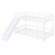 preview thumbnail 58 of 70, Metal Bunk Bed with Slide and Door, Twin Over Twin/Full Over Full Low Bunk Bedframe with Fence Guardrails and Ladder for 2 Kids