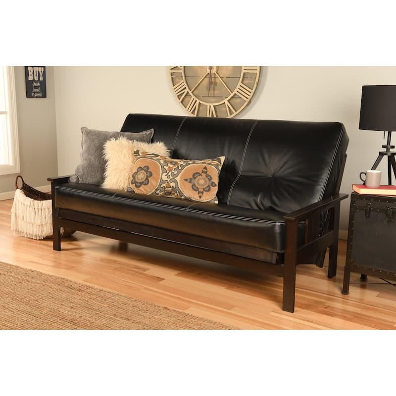 Porch & Den Zumbro Bonded Leather Espresso Futon Set with Mattress