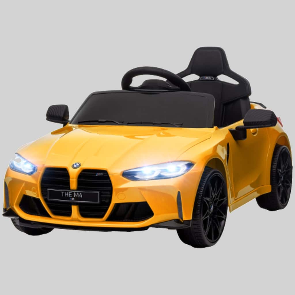 12V BMW M4 Ride On Car for Kids, Licensed Electric Car with Parent Remote Control, LED Lights, Music, Suspension
