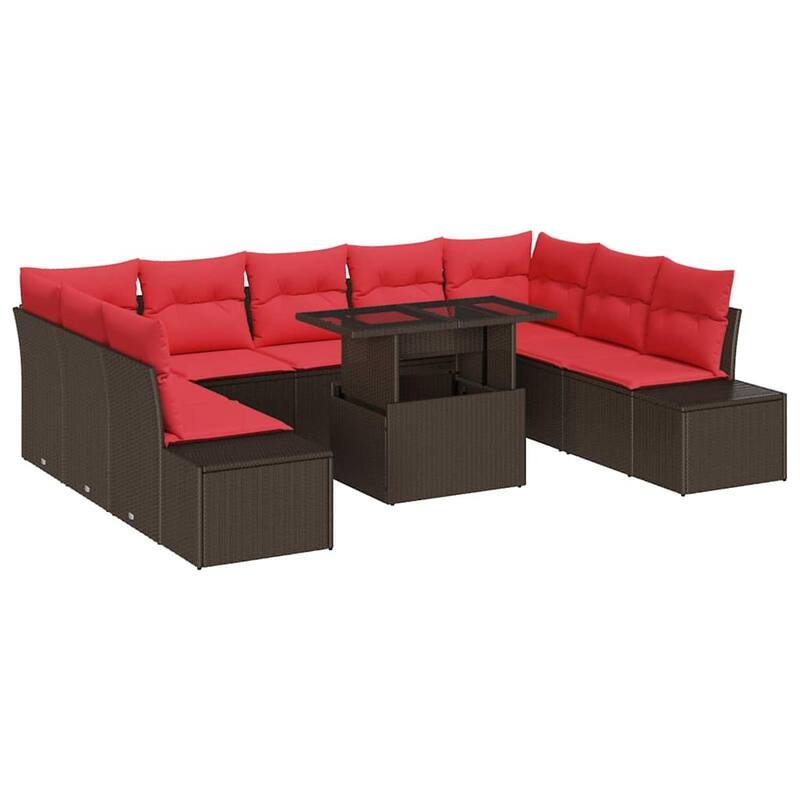 vidaXL 10 Piece Garden Sofa Set with Cushions - 113.8×82.3×27.2