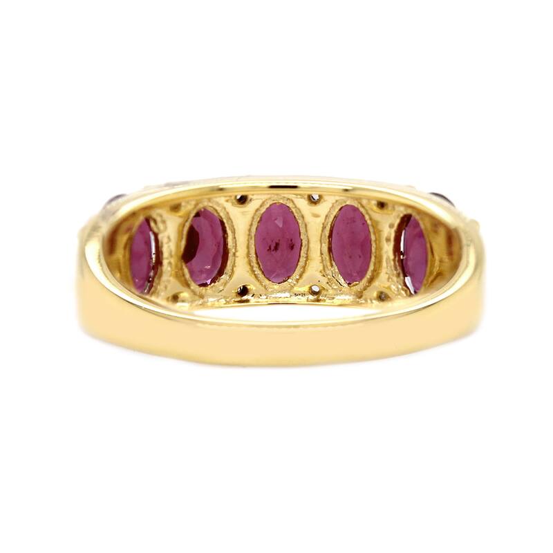 Yellow Gold Over Sterling Silver Rhodolite Garnet, White Natural Zircon Ring