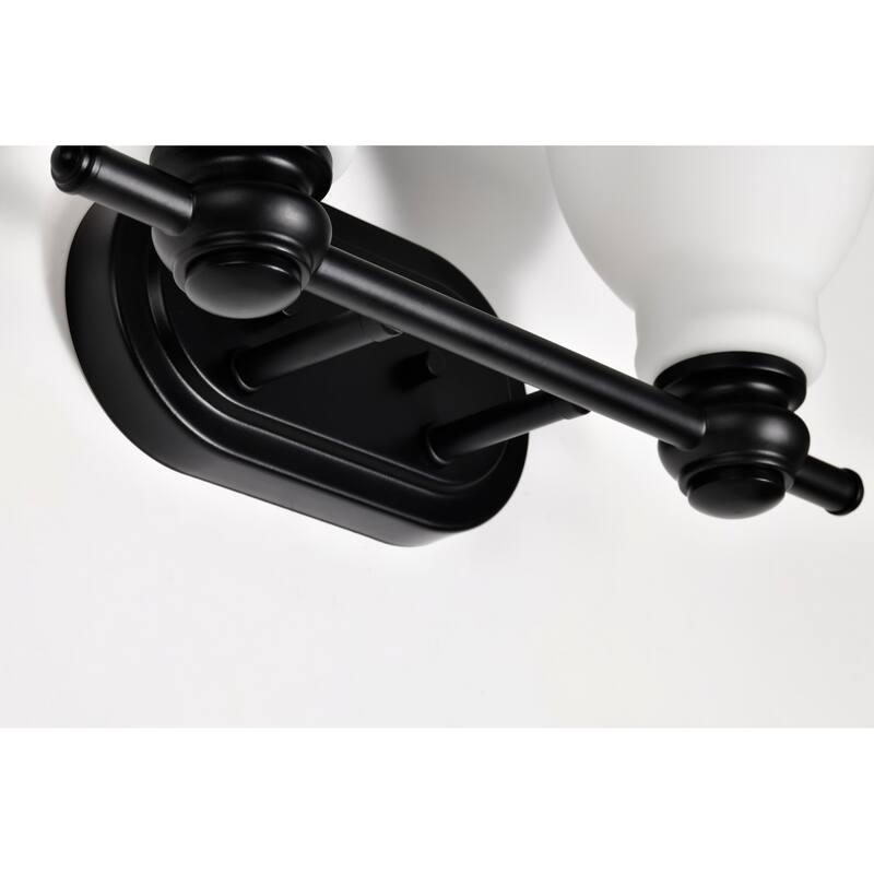 Russel 2 Light Vanity Matte Black with Satin White Glass - Matte Black