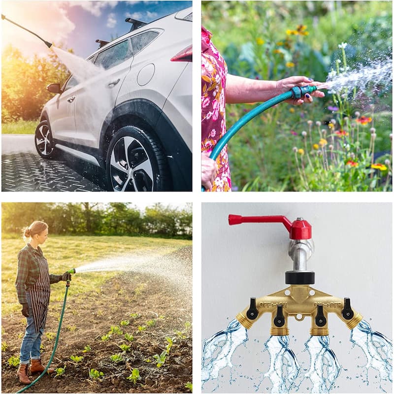 4 Way Brass Hose Splitter Solid Brass Hose Connector