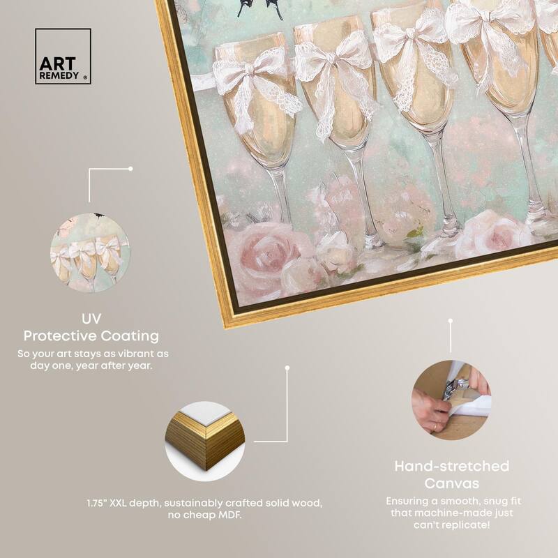 Champagne Mint and Pink Glass Canvas by Art Remedy