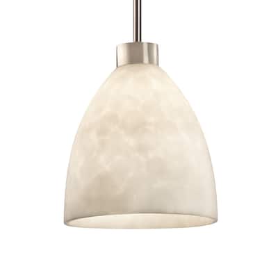 Justice Design Clouds 1-light Brushed Nickel Pendant, Clouds Tapered Cylinder Shade