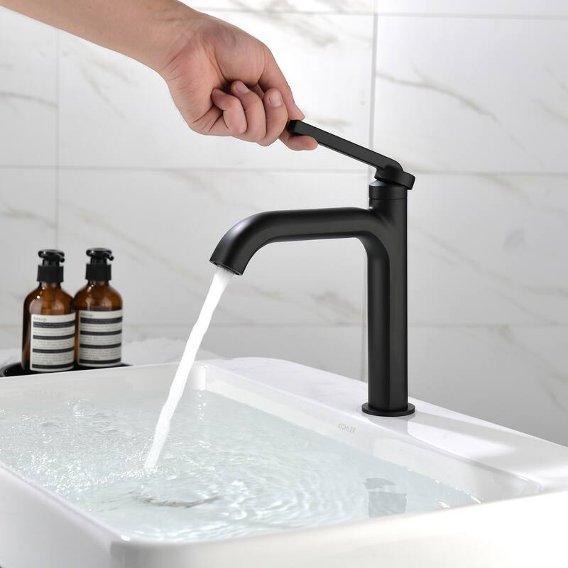 9 in.H Modern Matte Black/ Brushed Gold Single Handle Bathroom Faucet includes Hardware