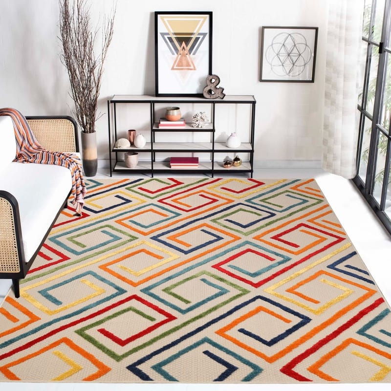 Superior Ares Modern Geometric Diamond Indoor Outdoor Area Rug