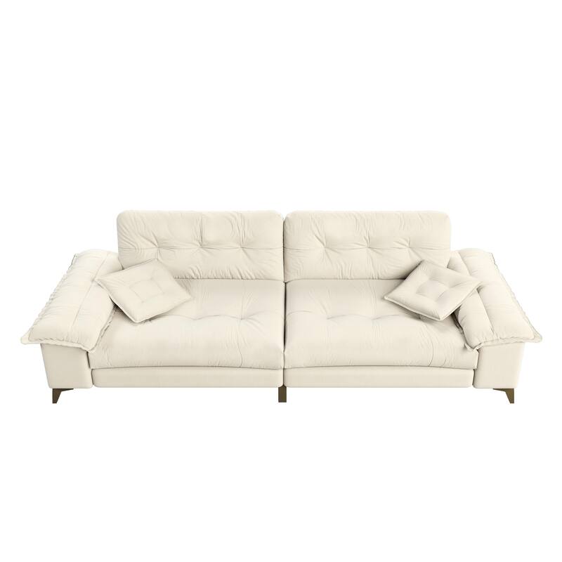 104.7" Modern Sectional Sofa with Tufted Design, Removable Armrests, Metal Legs & 2 Pillows, Chenille Upholstered Couch