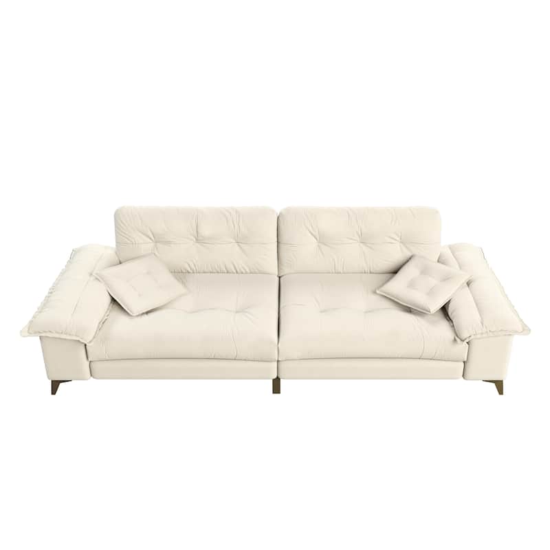 Loveseat Sofa with Removable Armrests, Tufted Sleeper Sofa with Metal Legs, Upholstered Lounge Sofa Couch with 2 Pillows