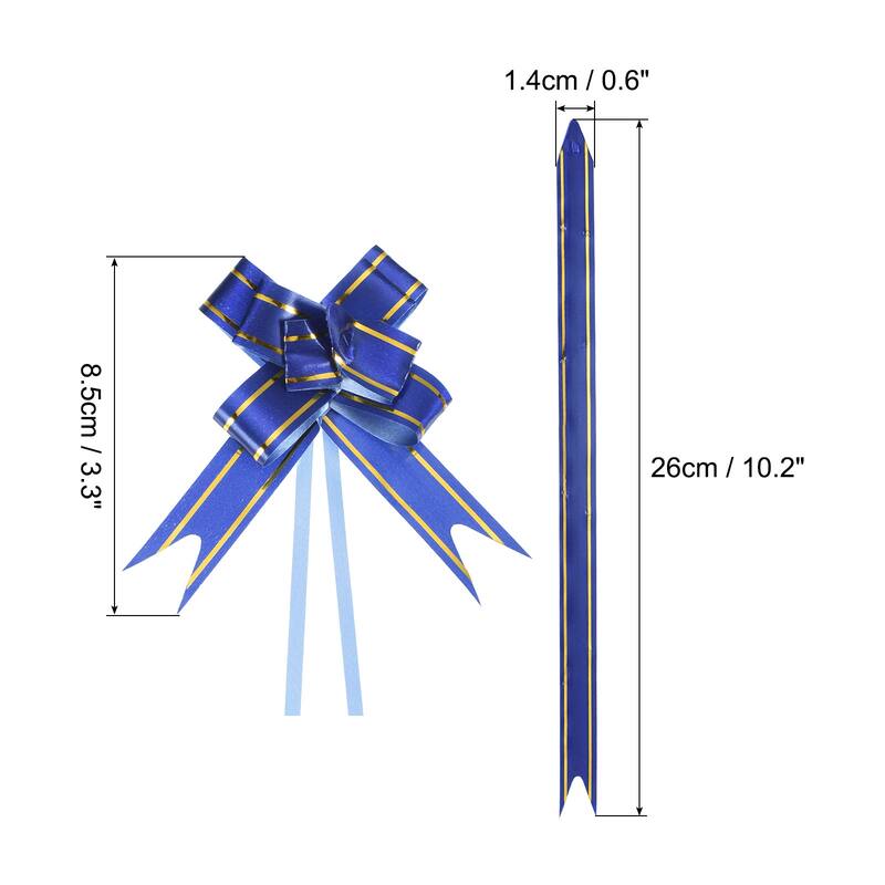100Pcs 3.3inch Pull Bows Gift Wrapping Pull Bow Gold Thread Style - Dark Blue