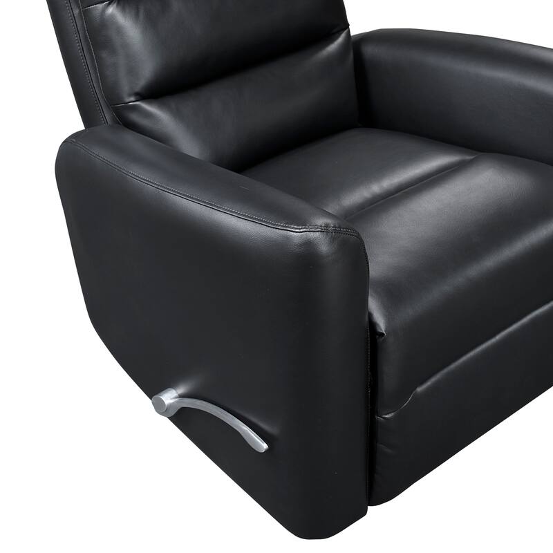 Glider Reclining Chair Swivel Motion Breathable Faux Leather Upholstery Luxury Living Room Furniture, Movie Chair