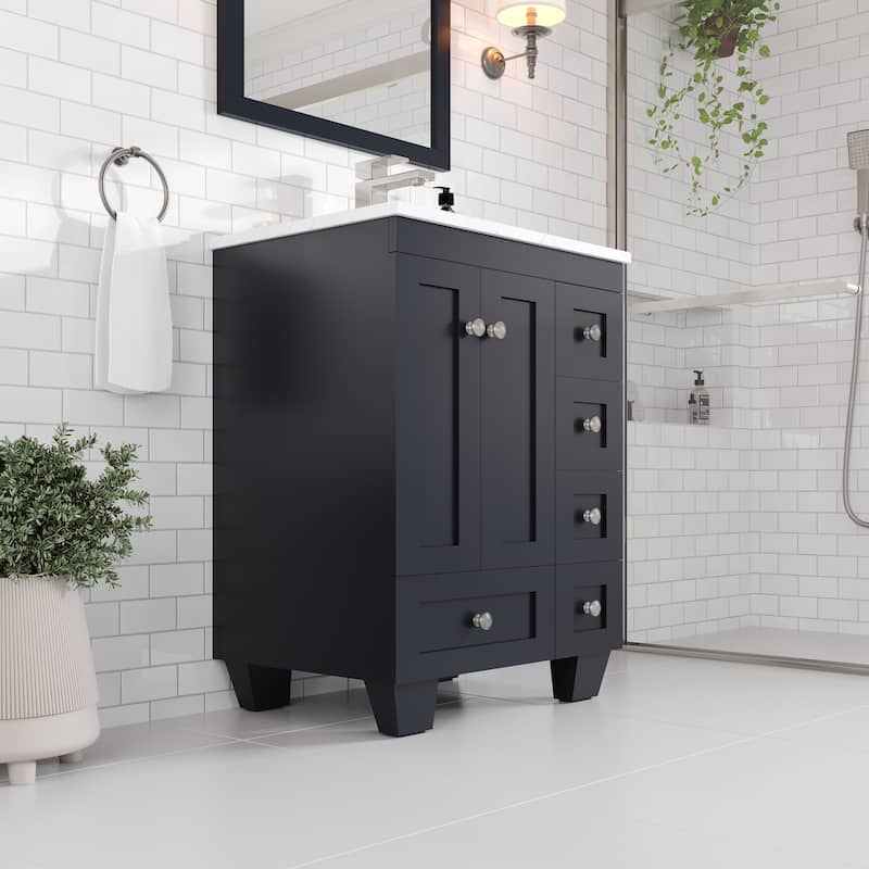 Eviva Acclaim 24"W Bath Vanity with Carrara Quartz Top & Undermount Sink