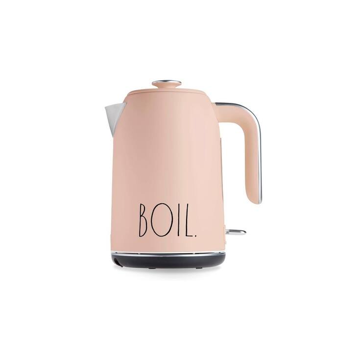 Rae Dunn Electric Hot Water Kettle - Stainless Steel, Swivel Base-Dry Protection, Easy Pour Pitcher, 1.7 Liters - Blush