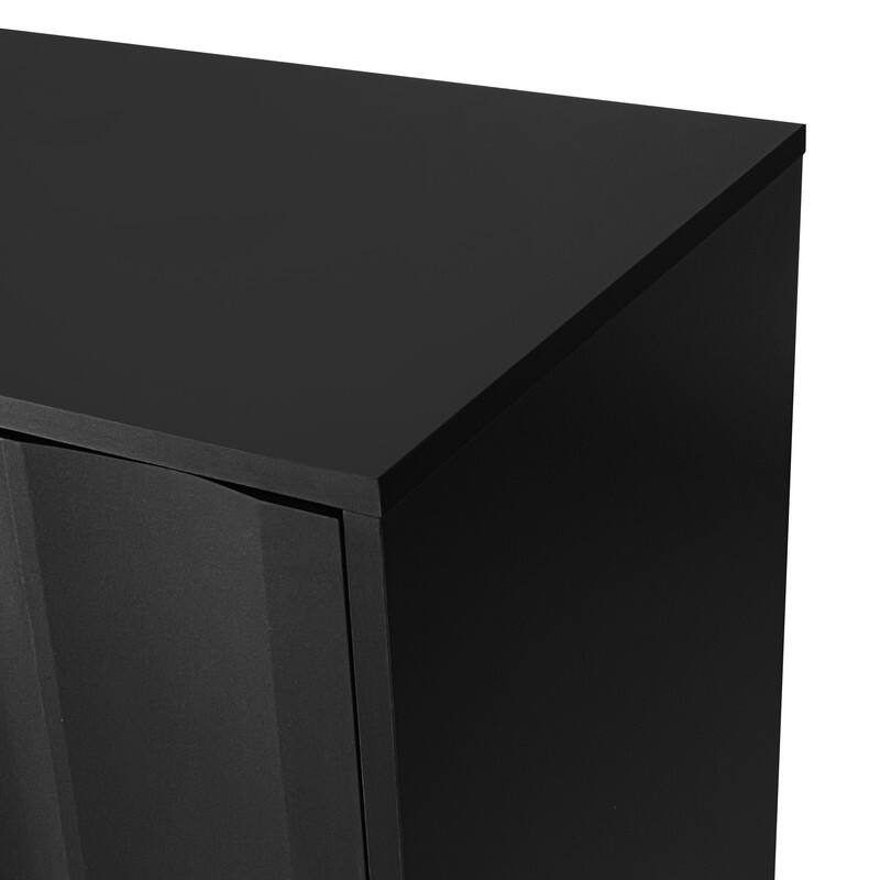Wave Pattern Buffet Storage Cabinet with 2 Doors and 2 Drawers, Sideboard Cabinet Table with Adjustable Shelf