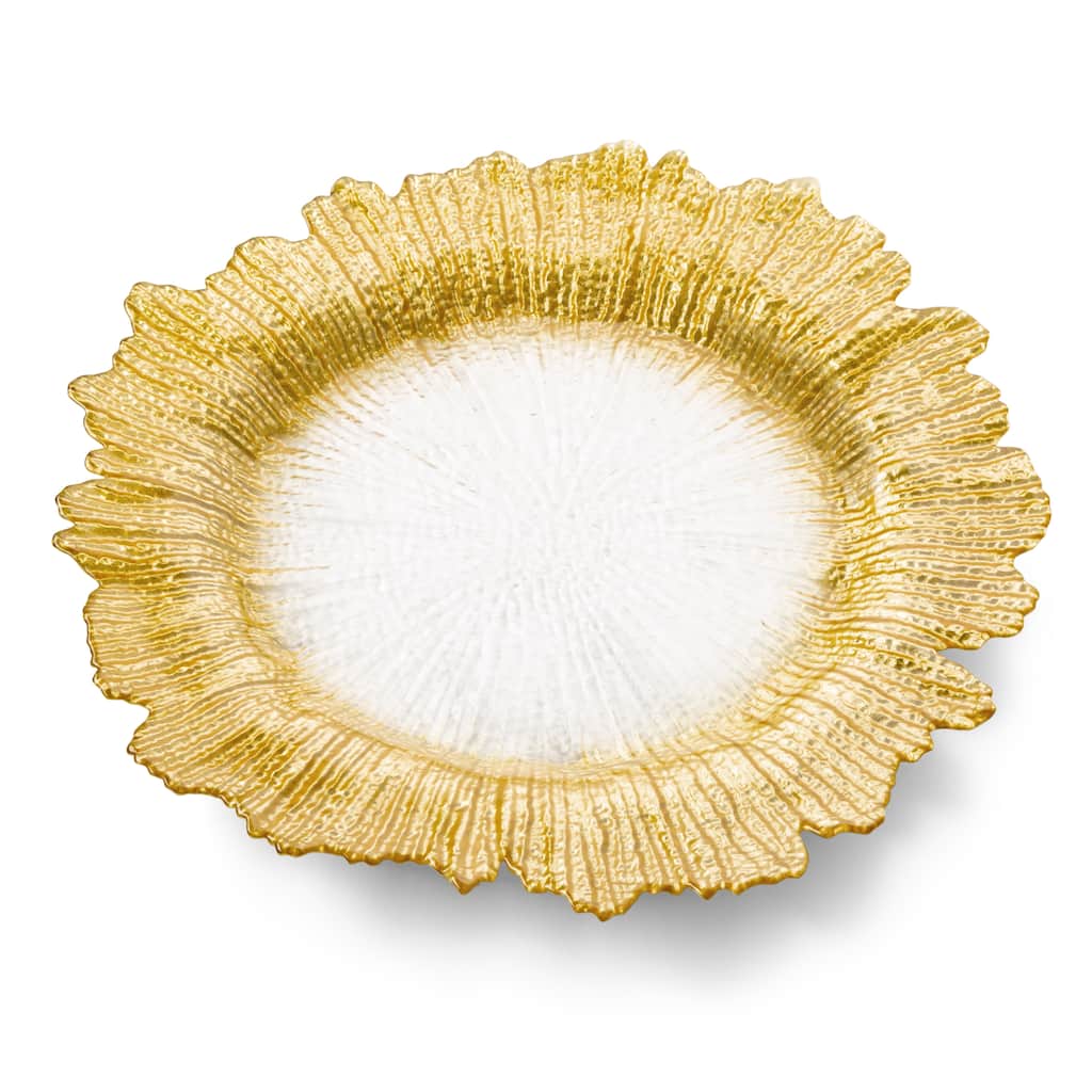 Alice Pazkus Set Of Four 13" Gold Flower Shaped Chargers