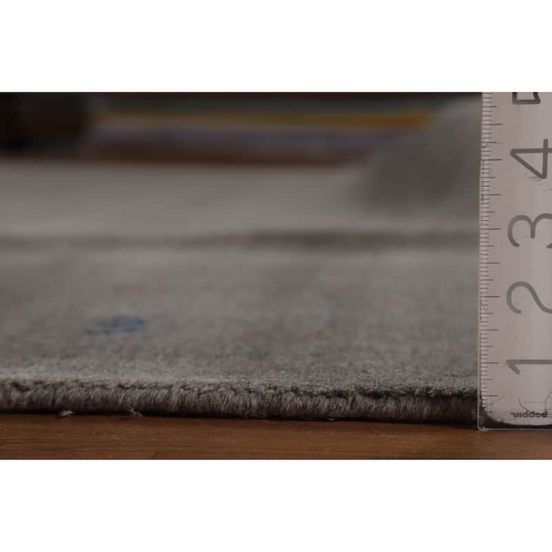 Hand Knotted Oriental 100% Wool Carpet Tribal Tribal Greys & Charcoal Gabbeh Area Rug - 12' 1'' X 9' 1''