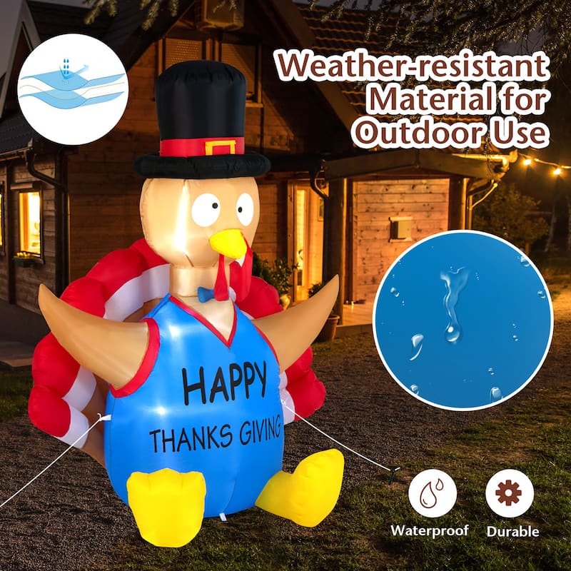 Costway 6 FT Thanksgiving Inflatable Turkey Harvest Day Decoration for - See Details