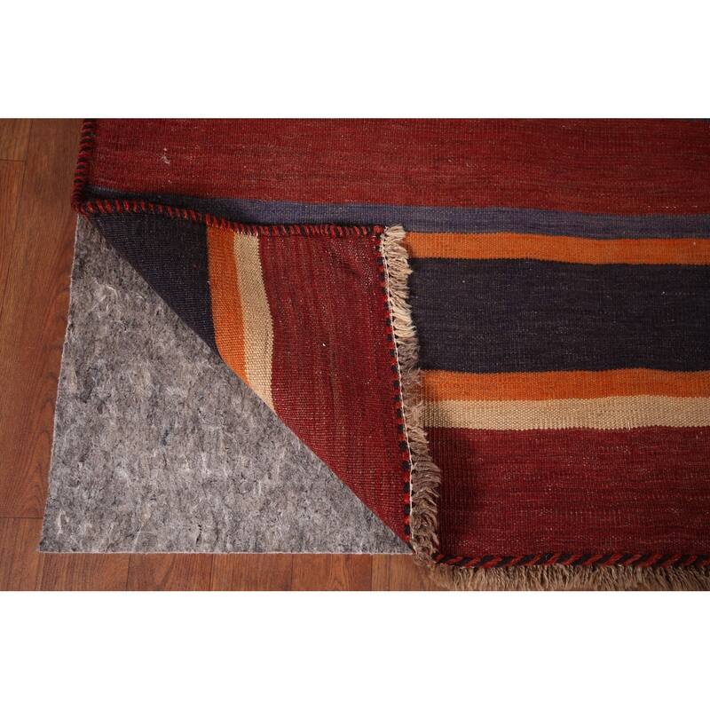 Striped Kilim Persian Area Rug Hand-Woven Wool Carpet - 5'9"x 8'8"