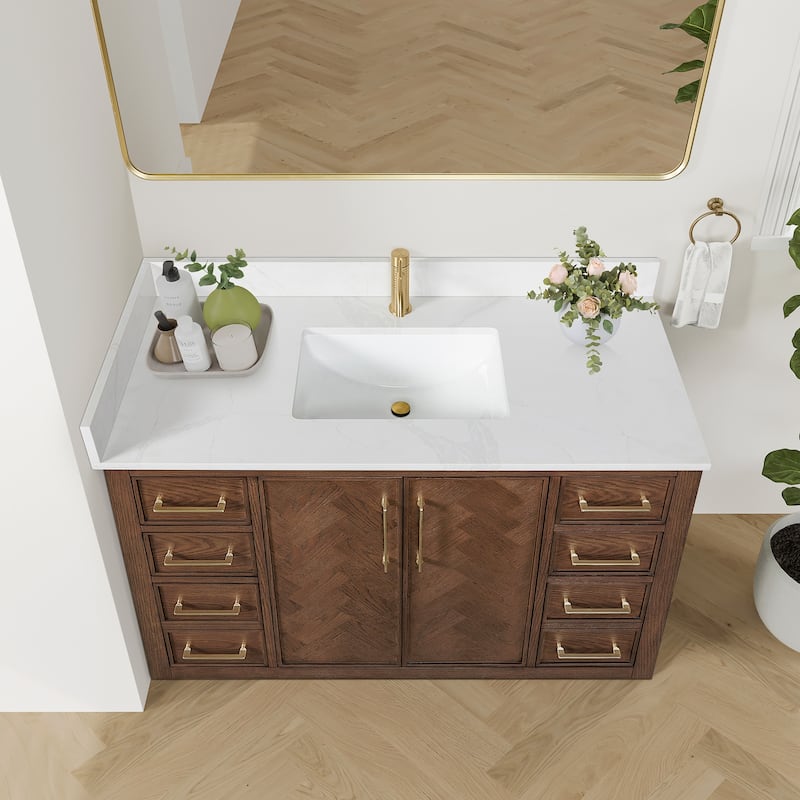 Jakarta Bath Vanity with Quartz Stone Top without Mirror