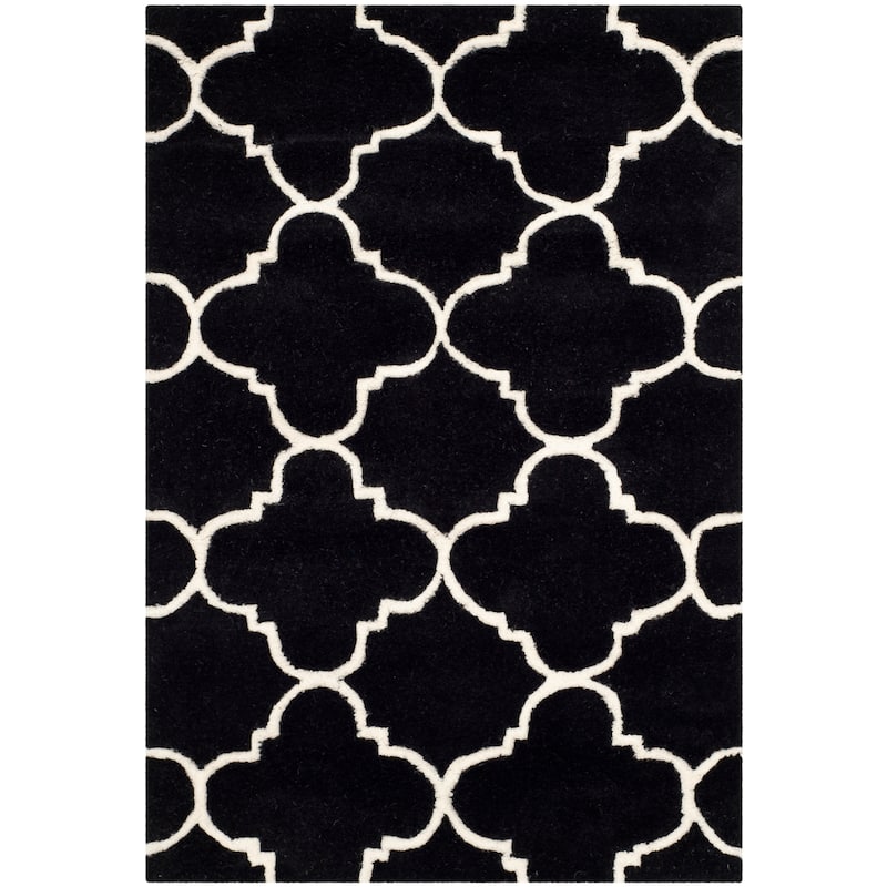 SAFAVIEH, Handmade Chatham Caisa Modern Moroccan Wool Rug - 2' x 3' - Black/Ivory