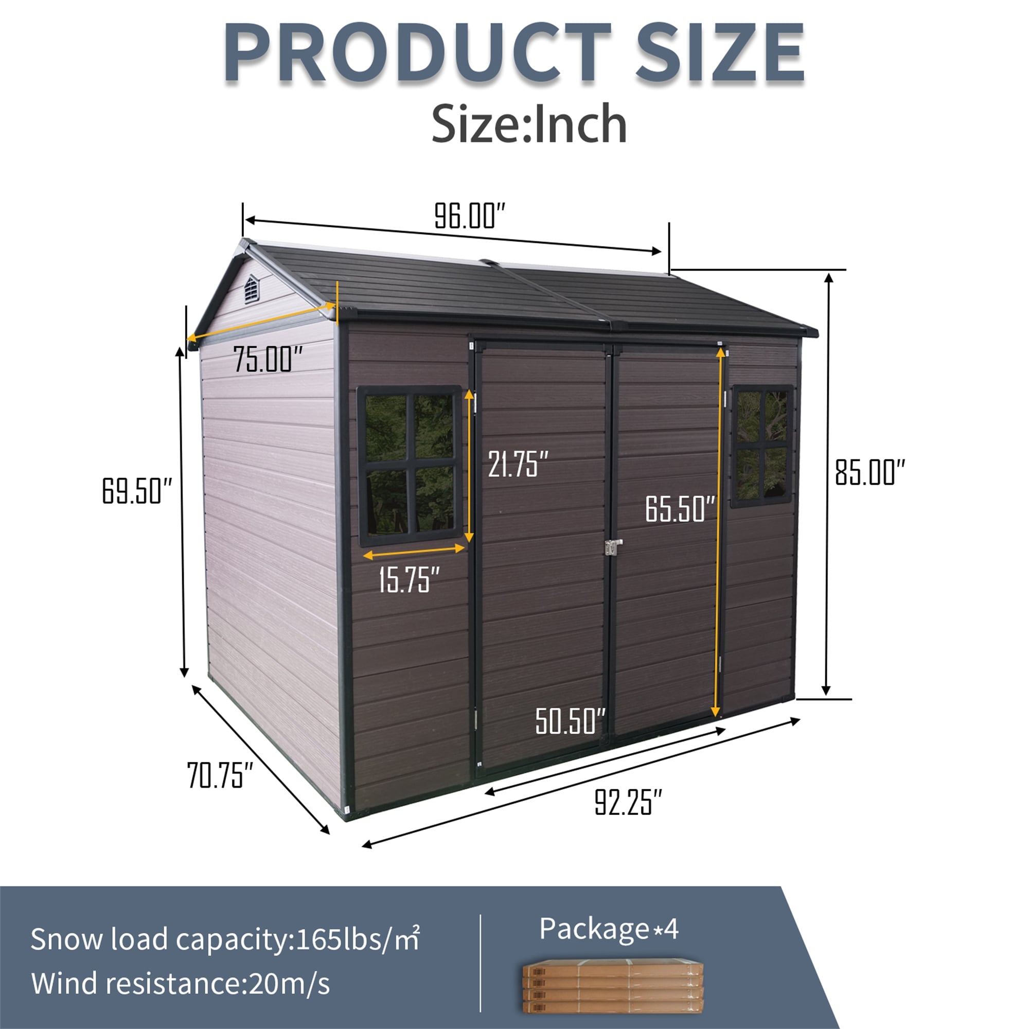 スチュアートページ 8x6ft Waterproof Resin Storage Shed with Floor - Overstock - 43084172
