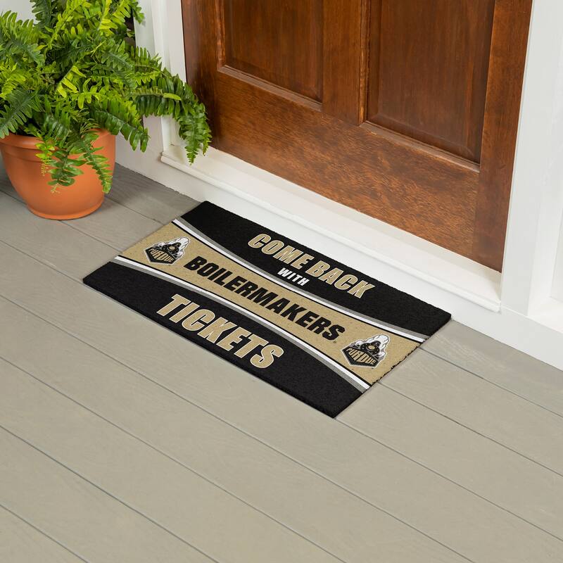 Purdue University 28 in. x 16 in. PVC "Come Back With Tickets" Trapper Door Mat