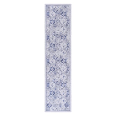 LOOM & LUXE Blue 2'6''x10' Blue Runner Area Rugs - 120" D x 30" W x 0.14" H