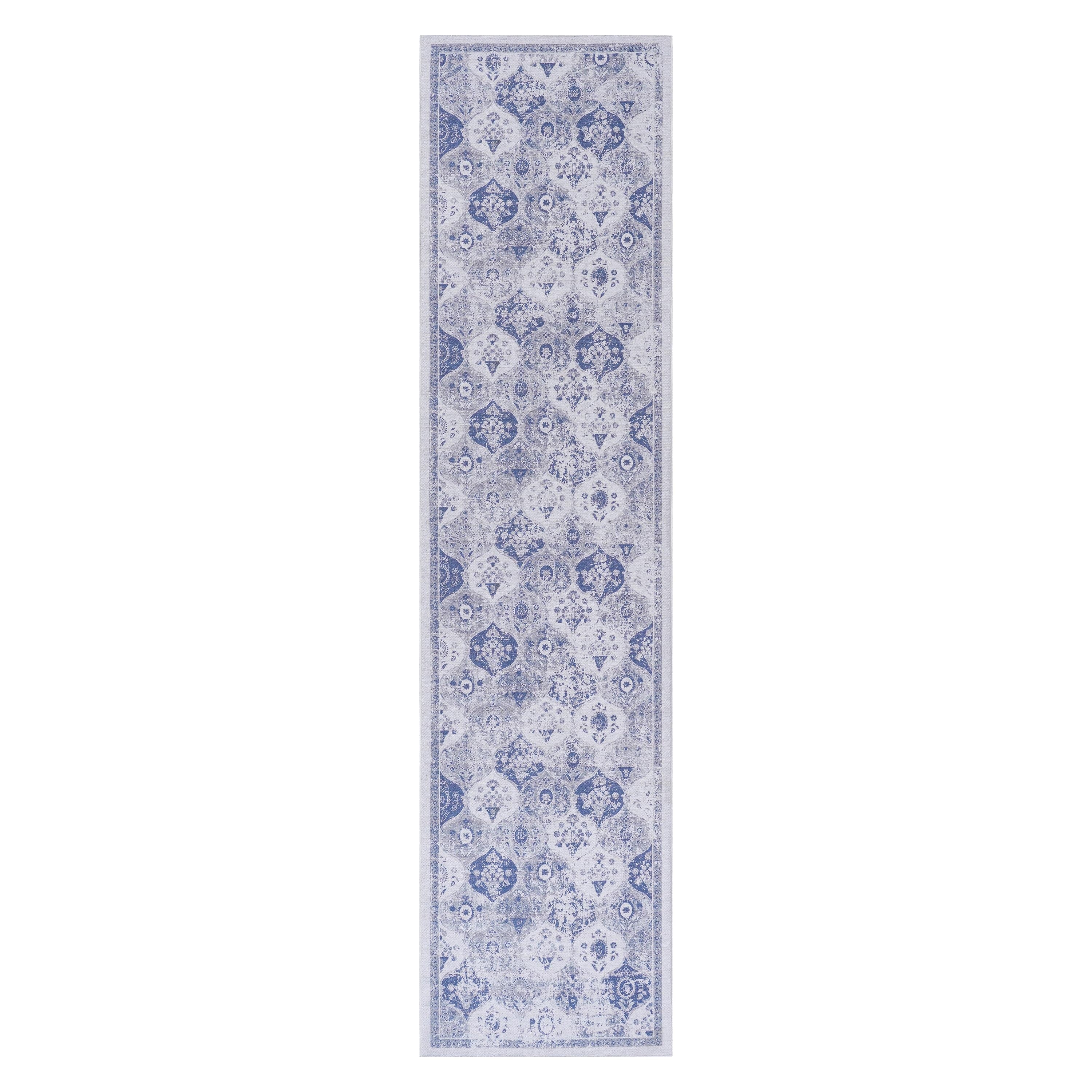 MAVAL Blue Washable Rug 2'6'' x 10' Non-Shedding Runner Rug - 120" D x 30" W x 0.14" H