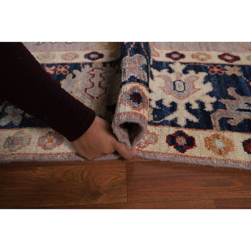 Vegetable Dye Oushak Turkish Rug Hand-Knotted Floral Wool Carpet - 8'0"x 9'11"