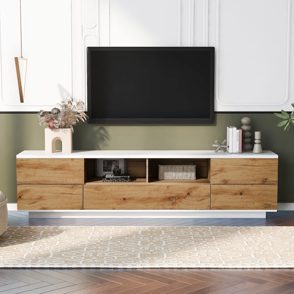 Modern TV Stand Versatile Storage Function TV Stand, for TVs Up to 80" with Door Rebound Device, for Living Room, Bedroom