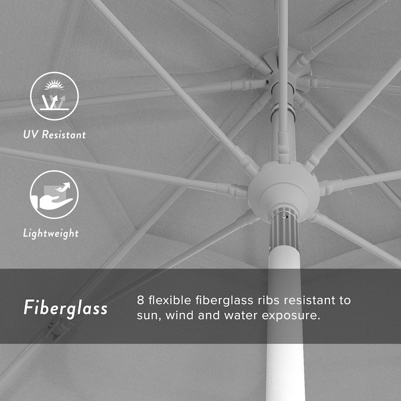California Umbrella 11' Rd. Alum/Fiberglass Rib Patio Umb,Crank Lift/Collar Tilt, Dbl Wind Vent, White Finish, Sunbrella Fabric