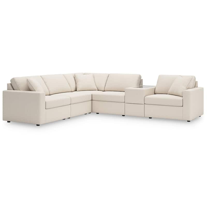 Signature Design by Ashley Modmax 6-Piece Sectional with Storage Console - 124" W x 107" D x 36" H - Beige