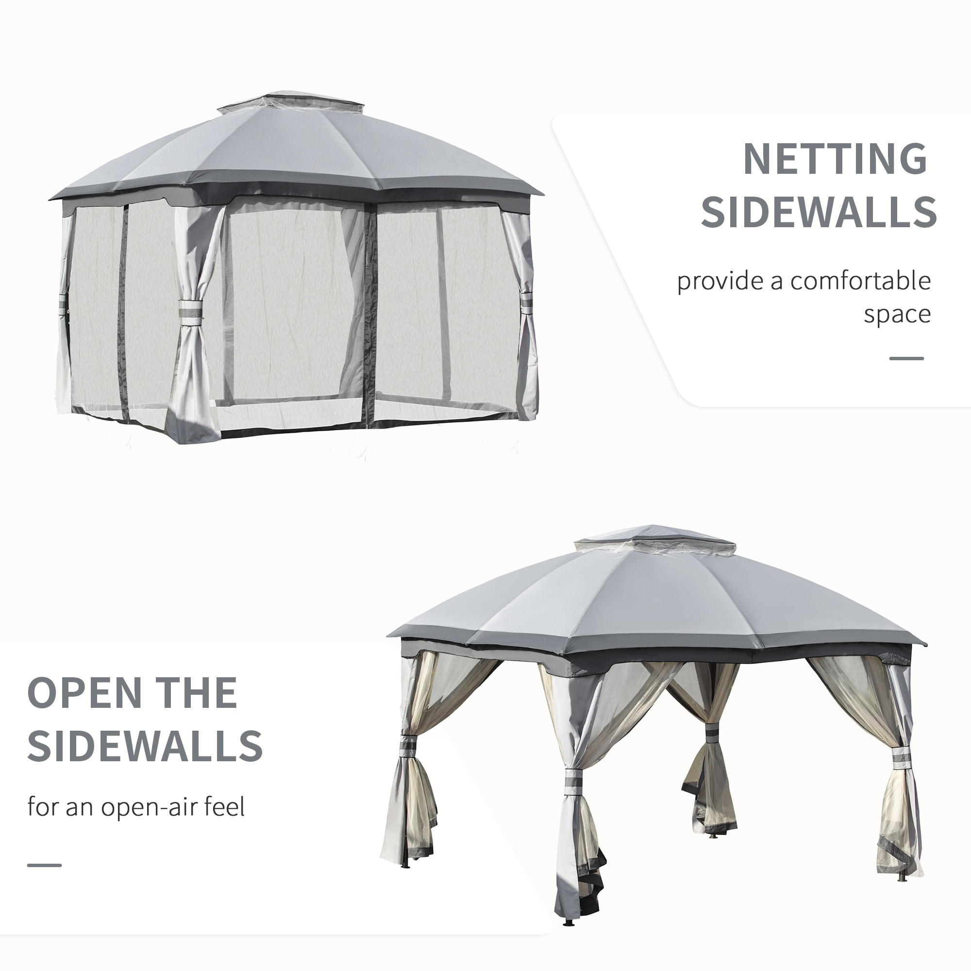 10 x 13 sun shelter with netting wilson and fisher Outsunny 10' 13' Patio Gazebo Curtains for Backyard Khaki Sit outside and take in the summer with Outsunnys fast and portable line of soft Gazebos for sale in Hudson,