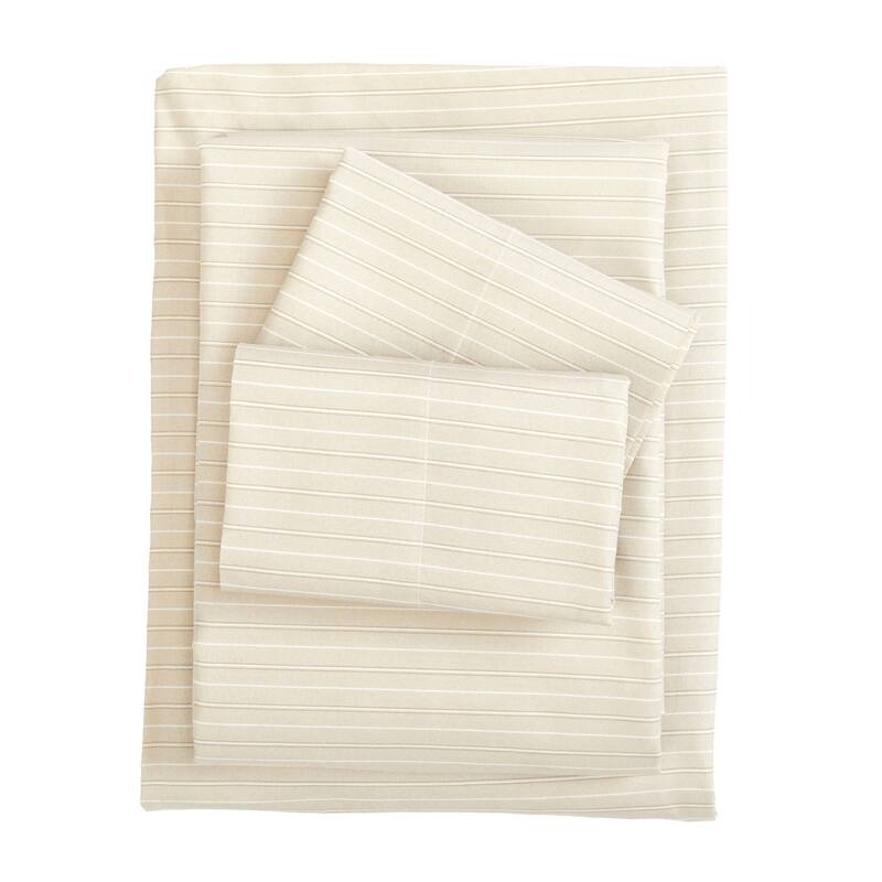 Premium Striped Microfiber Sheet Set - Queen - Taupe