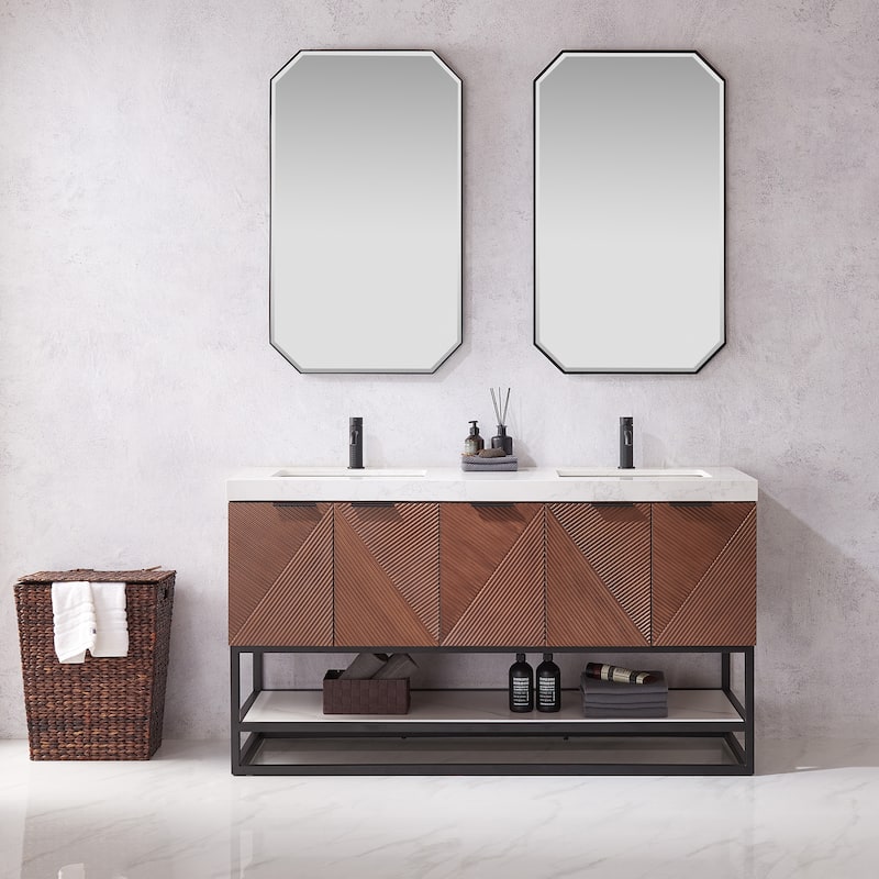 Mahon Double Bath Vanity with Composite Stone Top without Mirror