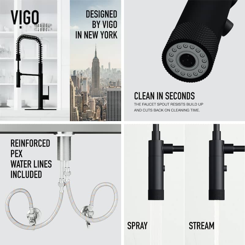 VIGO Sterling 23" H Single Handle Pull-Down Sprayer Kitchen Faucet
