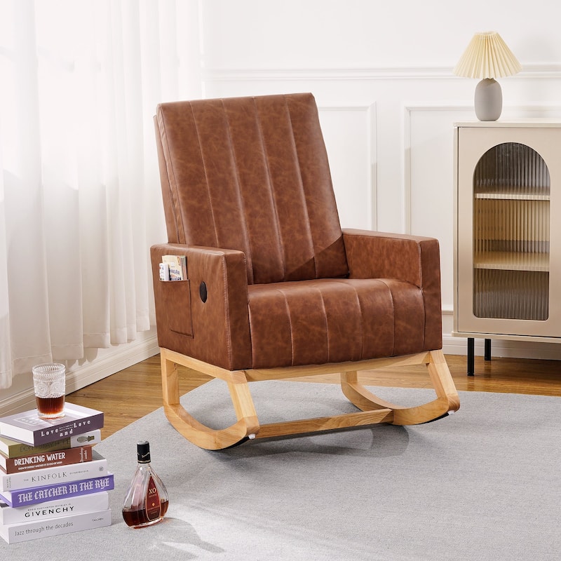 Adjustable Rocking Chair, Nursery Glider Chair with Adjustable High Back and Foot Rest