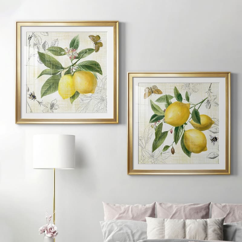 Linen Lemons I Premium Framed Print - Ready to Hang
