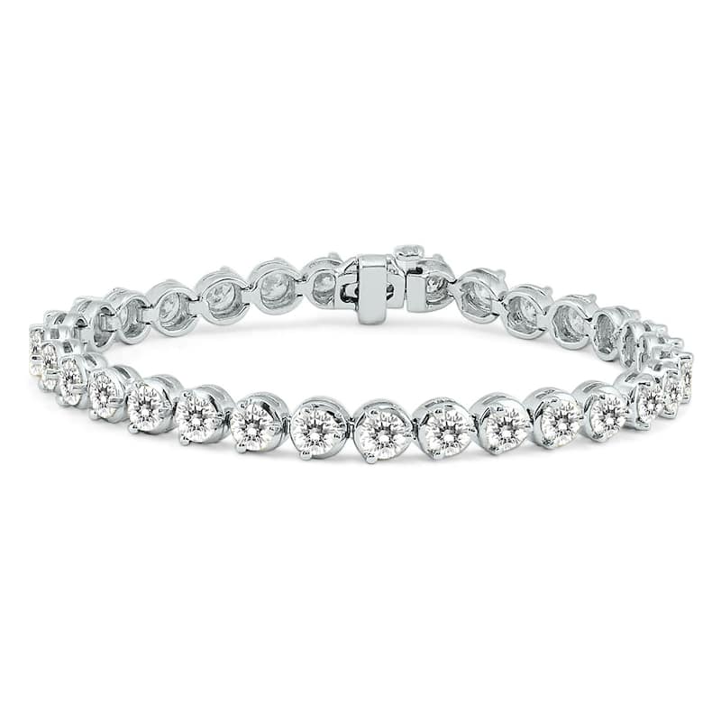 Marquee Certified 10 Carat TW Classic Diamond Tennis Bracelet in 14K White Gold