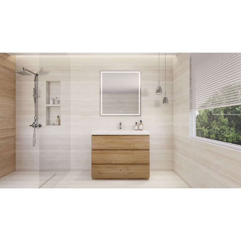 Angeles 42" freestanding bath vanity with single basin reinforced acrylic top